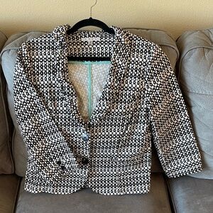 cabi black and white women's blazer size 12